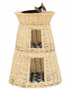 vidaXL Котешка кошница с възглавници 47x34x60 см естествена върба