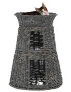 vidaXL Котешка кошница с възглавници сива 47x34x60 см естествена върба
