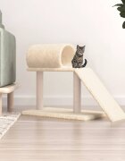 vidaXL Котешки драскалки с тунел и стълба кремав 555 см