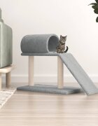 vidaXL Котешки драскалки с тунел и стълба сив 555 см