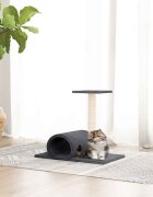 vidaXL Котешки стълб за драскане с тунел тъмносив 60x345x50 см