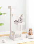 vidaXL Котешко дърво бяло 455x49x103 см масивно дърво бор