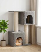 vidaXL Котешко дърво с юта за драскане Светлосиво 114 cm