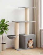 vidaXL Котешко дърво с юта за драскане Светлосиво 133 см