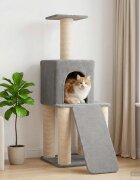vidaXL Котешко дърво с юта за драскане Светлосиво 146 cm