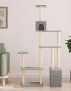 vidaXL Котешко дърво с юта за драскане Светлосиво 1775 см