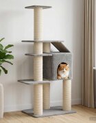 vidaXL Котешко дърво с юта за драскане Светлосиво 183 cm