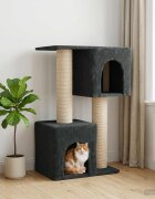 vidaXL Котешко дърво с юта за драскане Тъмносиво 114 cm