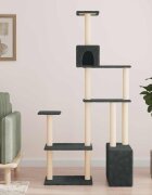 vidaXL Котешко дърво с юта за драскане Тъмносиво 1775 см