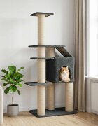 vidaXL Котешко дърво с юта за драскане Тъмносиво 183 cm