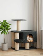 vidaXL Котешко дърво с юта за драскане Тъмносиво 96 cm