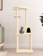 vidaXL Котешко дърво със сизалени стълбове кремаво 123 см