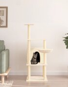 vidaXL Котешко дърво със сизалени стълбове кремаво 132 см