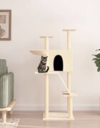 vidaXL Котешко дърво със сизалени стълбове кремаво 143 см