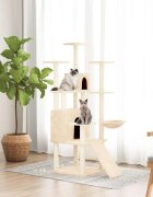 vidaXL Котешко дърво със сизалени стълбове кремаво 154 см