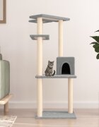 vidaXL Котешко дърво със сизалени стълбове светлосиво 123 см