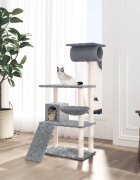 vidaXL Котешко дърво със сизалени стълбове светлосиво 131 см