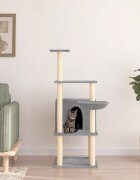 vidaXL Котешко дърво със сизалени стълбове светлосиво 132 см
