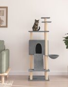 vidaXL Котешко дърво със сизалени стълбове светлосиво 153 см