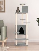 vidaXL Котешко дърво със сизалени стълбове светлосиво 154 см