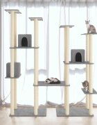 vidaXL Котешко дърво със сизалени стълбове светлосиво 174 см