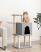 vidaXL Котешко дърво със сизалени стълбове светлосиво 97 см