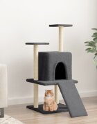 vidaXL Котешко дърво със сизалени стълбове тъмносиво 110 см