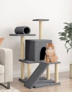 vidaXL Котешко дърво със сизалени стълбове тъмносиво 1105 см
