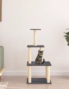 vidaXL Котешко дърво със сизалени стълбове тъмносиво 111 см