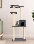 vidaXL Котешко дърво със сизалени стълбове тъмносиво 123 см