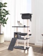 vidaXL Котешко дърво със сизалени стълбове тъмносиво 131 см