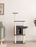 vidaXL Котешко дърво със сизалени стълбове тъмносиво 132 см