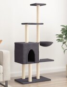 vidaXL Котешко дърво със сизалени стълбове тъмносиво 145 см