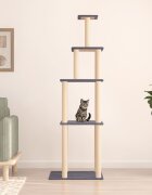 vidaXL Котешко дърво със сизалени стълбове тъмносиво 183 см