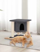 vidaXL Котешко дърво със сизалени стълбове тъмносиво 37 см