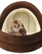 vidaXL Котешко легло 40x40x35 см кафяво и кремаво