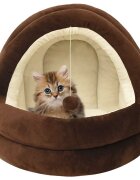 vidaXL Котешко легло 50x50x45 см кафяво и кремаво