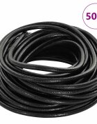 vidaXL Кожена връв 1 Черно Ø5 мм x 50 м Кожа
