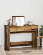 vidaXL Козметична маса с чекмедже Старо дърво 100 x 45 x 76 см