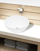 vidaXL Кръгла керамична бяла мивка с корито