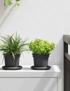 vidaXL Кръгла саксия за цветя 6 бр. Черно Ø 125 x 10 см Пластмаса