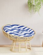 vidaXL Кръгла възглавница синьо-бели ивици Ø 100 x11 см Оксфорд плат