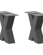 vidaXL Крака за масичка за кафе X-образни 2 бр. антрацит 30x(30-31) см стомана