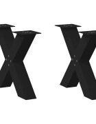 vidaXL Крака за масичка за кафе X-образни 2 бр. черни 60 x (42-43) см стомана