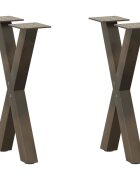 vidaXL Крака за масичка за кафе X-образни 2 бр. естествена стомана 28 x (42-43) см стомана