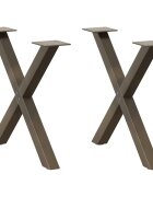 vidaXL Крака за масичка за кафе X-образни 2 бр. естествена стомана 50 x (42-43) см стомана