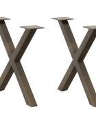 vidaXL Крака за масичка за кафе X-образни 2 бр. естествена стомана 60 x (42-43) см стомана