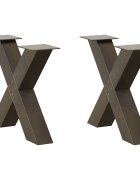 vidaXL Крака за масичка за кафе X-образни 2 бр. естествена стомана 60 x (42-43) см стомана