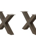 vidaXL Крака за масичка за кафе X-образни 2 бр. естествена стомана 70 x (42-43) см стомана