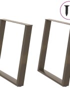 vidaXL Крака за трапезна маса U-образни 2 бр. естествена стомана 70 x (72-73) см стомана